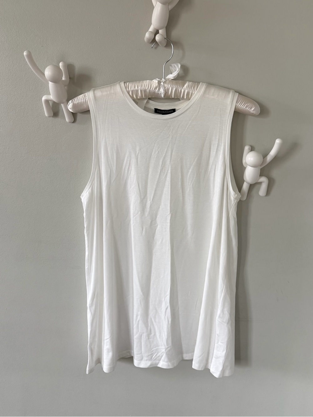 NWT Eileen Fisher White Sleeveless Crewneck Long Shell Tank Top
